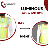 Robustt Polyster Fabric V Neck Reflective Safety Jacket, Safety Coat for Traffic, Sports, Construction Site (GREEN ZIPPER)